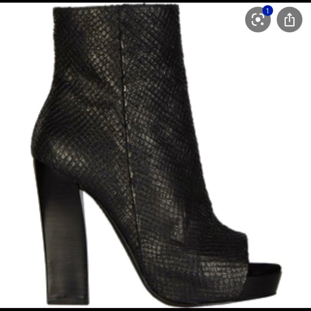 Black 5"heel, High boot with platform open toe